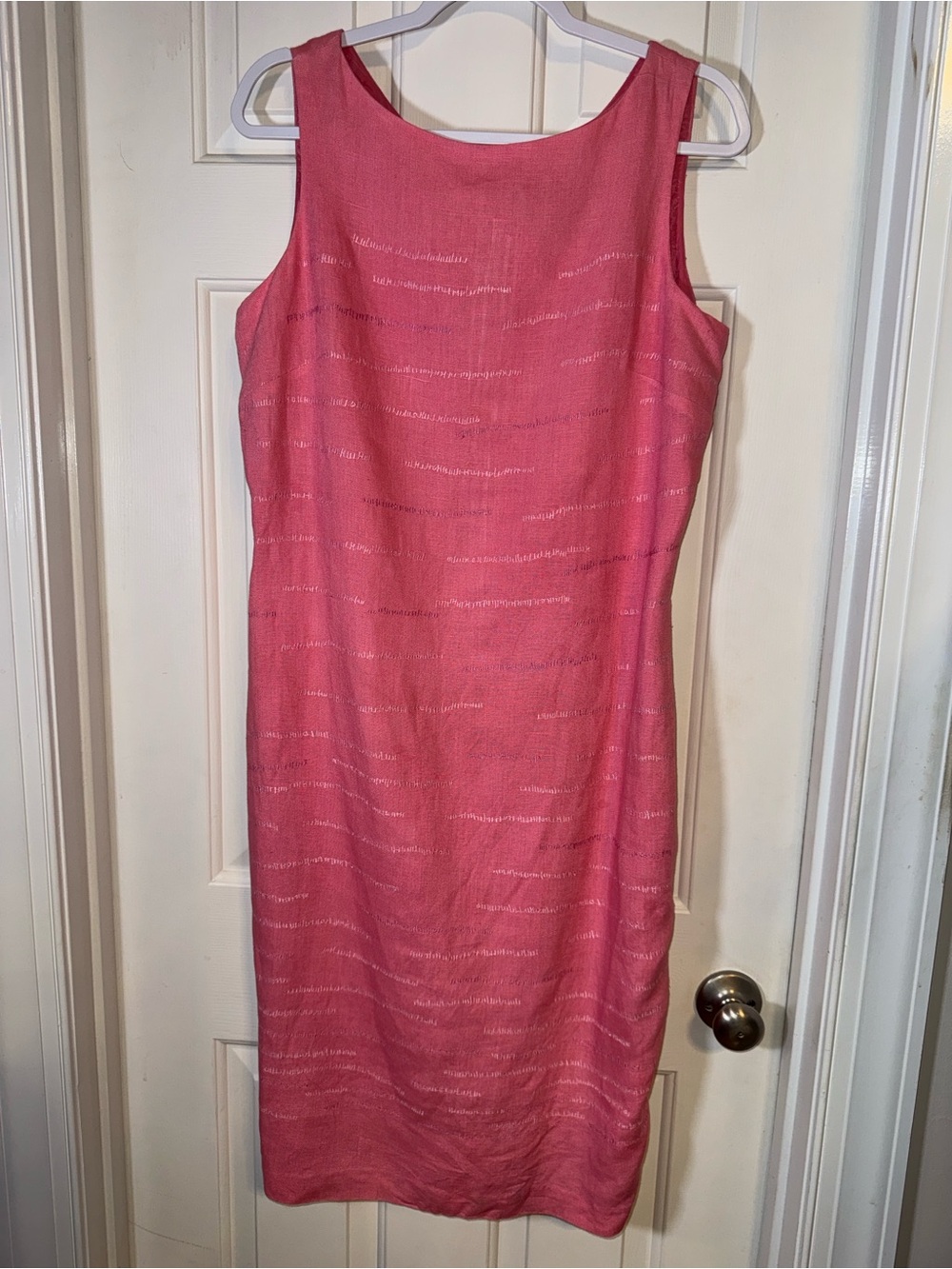 Patrick Collection Lined Pink Linen Sheath Dress. Size 12.